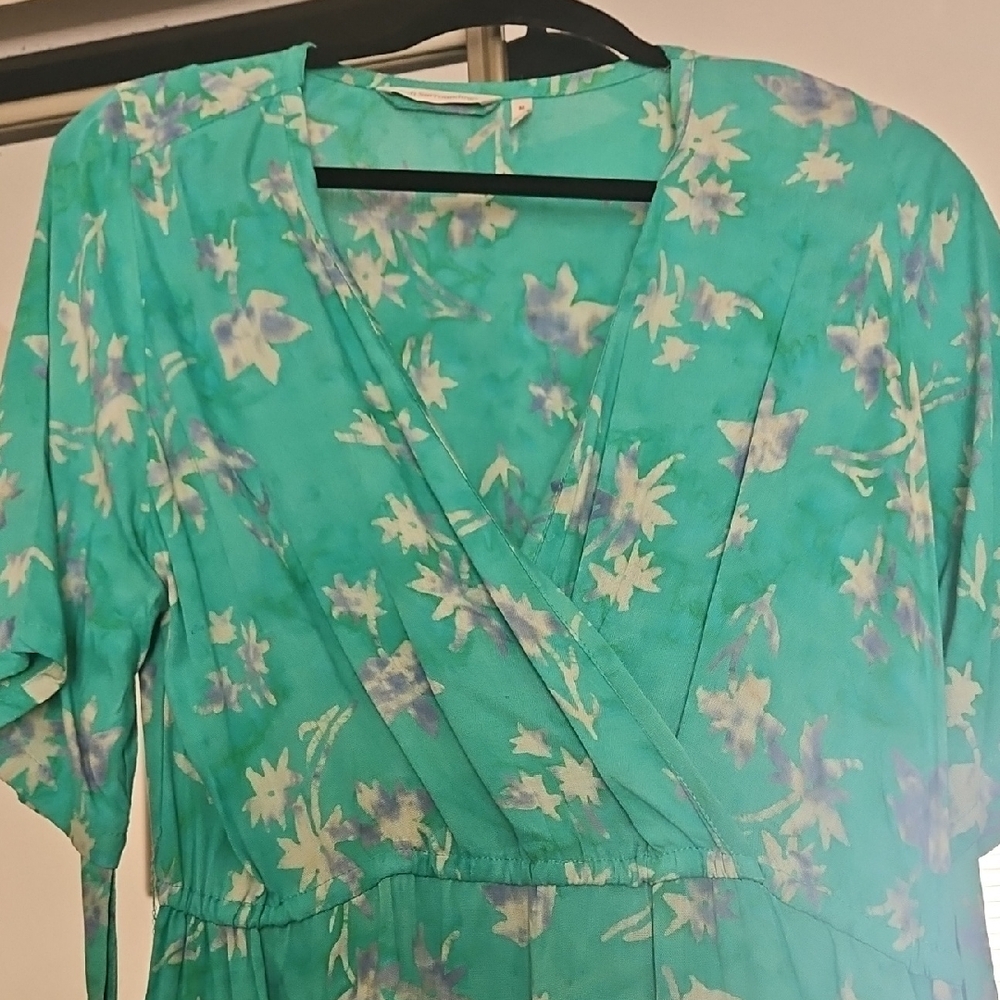Soft Surroundings Teal Floral Dress